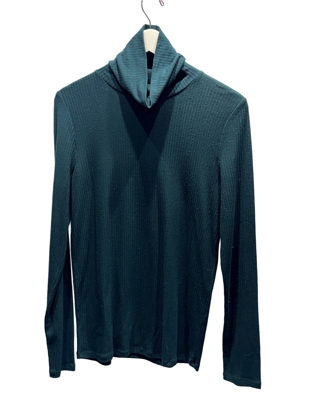 Madewell - Teal Green Ribbed Long Sleeve Turtleneck Top - L
